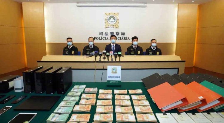 Macau’s Judiciary Police confirms a Mr Chau, aged 47, as one of 11 arrested for alleged criminal association, illegal gambling, money laundering