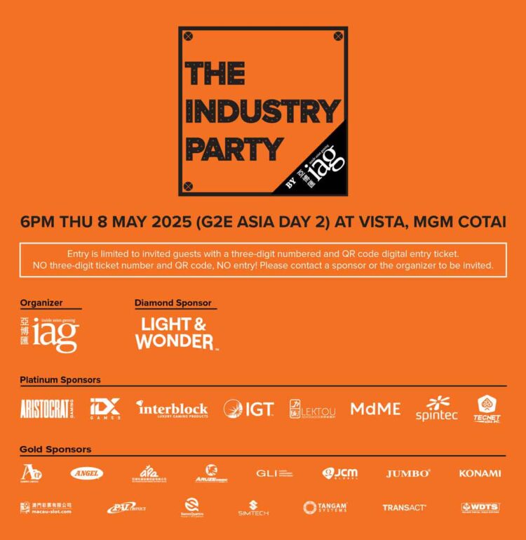 IAG announces record 24 sponsors of The Industry Party at Vista at MGM Cotai on Thursday 8 May 2025