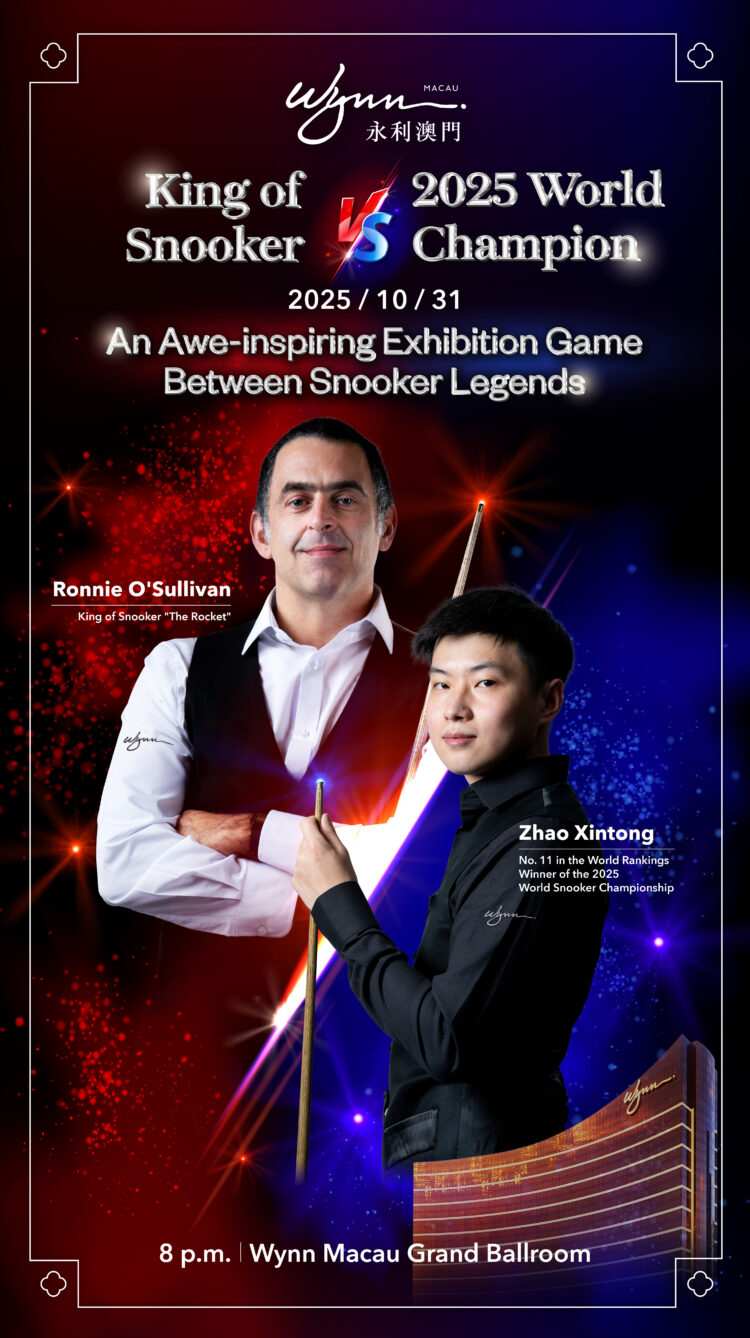 Wynn to present exhibition between snooker legends Ronnie O’Sullivan and China’s Zhao Xintong